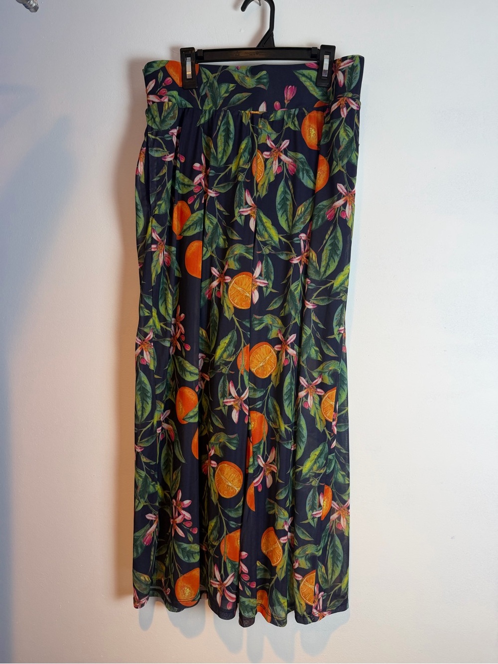 G by Giuliana Navy Flowy Pants with Orange & Green Floral Print
